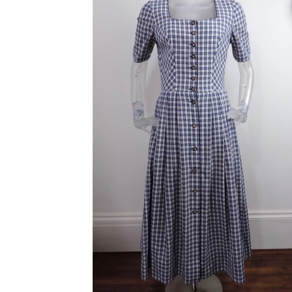 Vintage blue checked dirndl dress, size S (offers welcome)